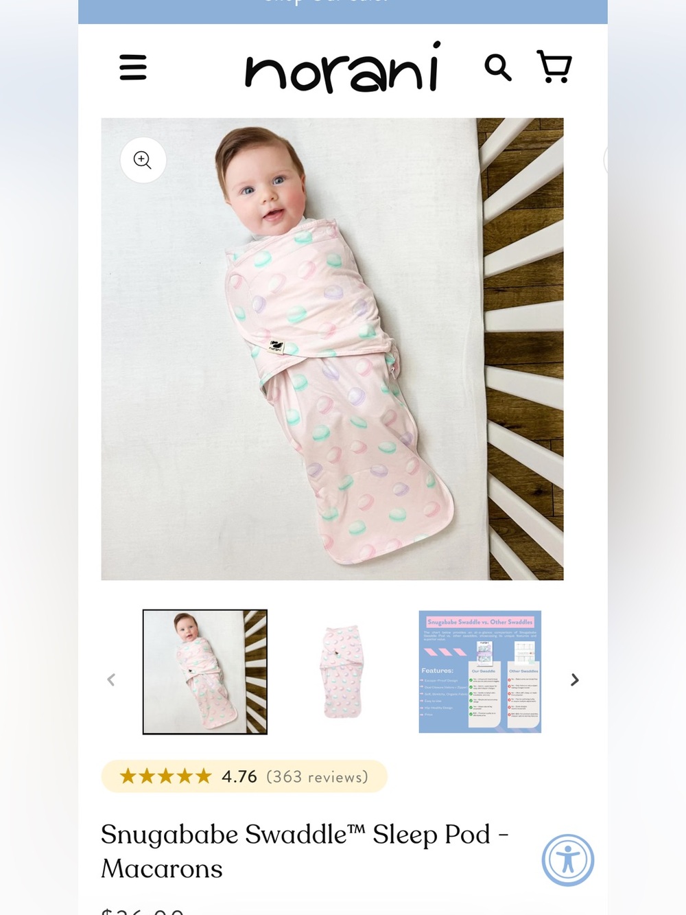 Norani Swaddle Sleep Pod in Pink Macaron Print